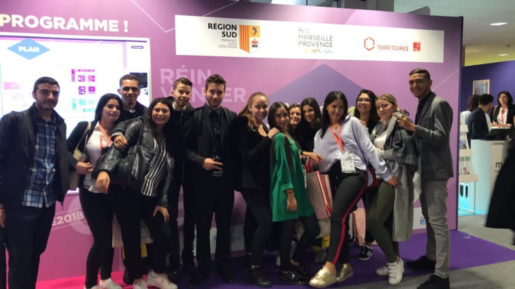 la classe de BTS MUC A au salon sdes entrepreneurs